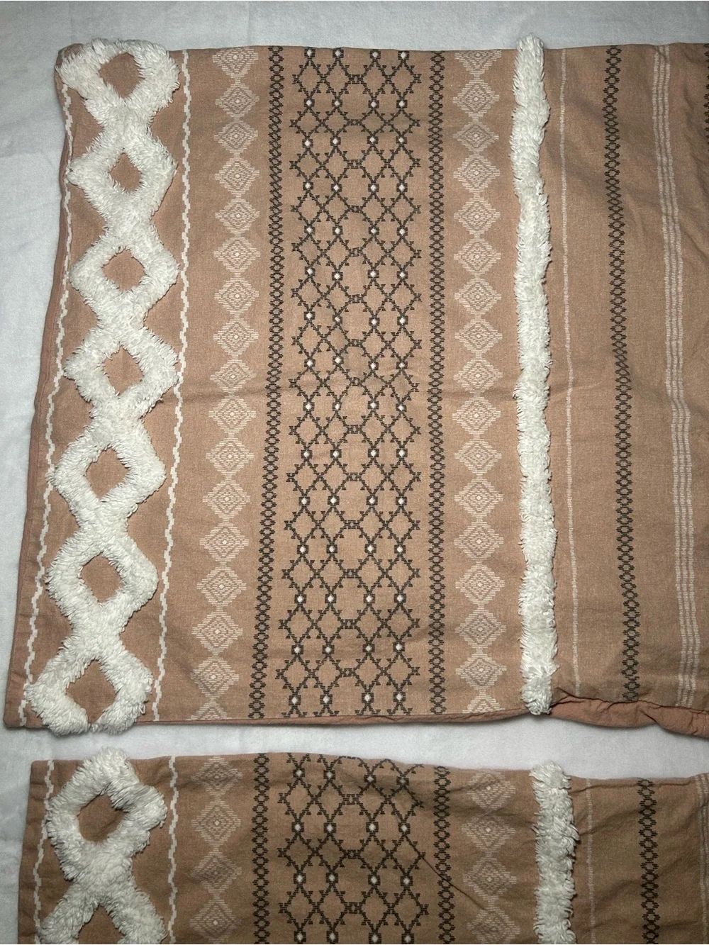 Ink & Ivy Alpine Geometric Stripe Pillow Shams Soft Pink White 100% Cotton Cozy